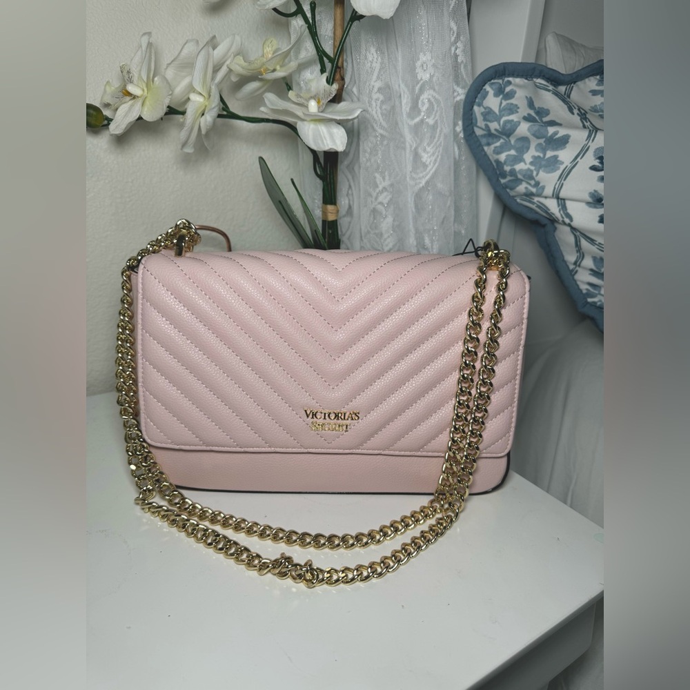 Victoria's Secret Light Pink Chevron Crossbody Bag